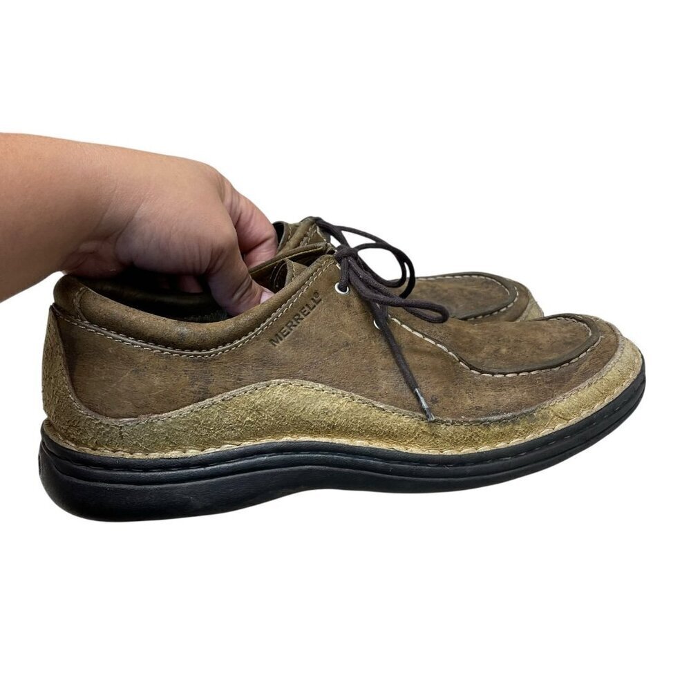 Merrell Oracle Brown Leather Hiking Shoes Peat Moss J43819 Mens Size 11 Casual